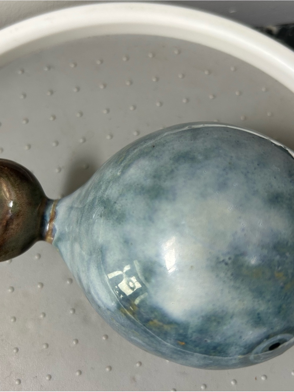 Whale Figurine Happy Pottery Glazed Ceramic Home Decor Blue Brown 5” - Picture 7 of 12